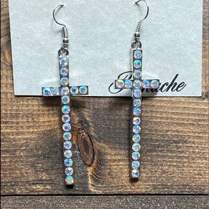 NEW! Beautiful Crystal BLiNG CROSS Earrings! 🤩